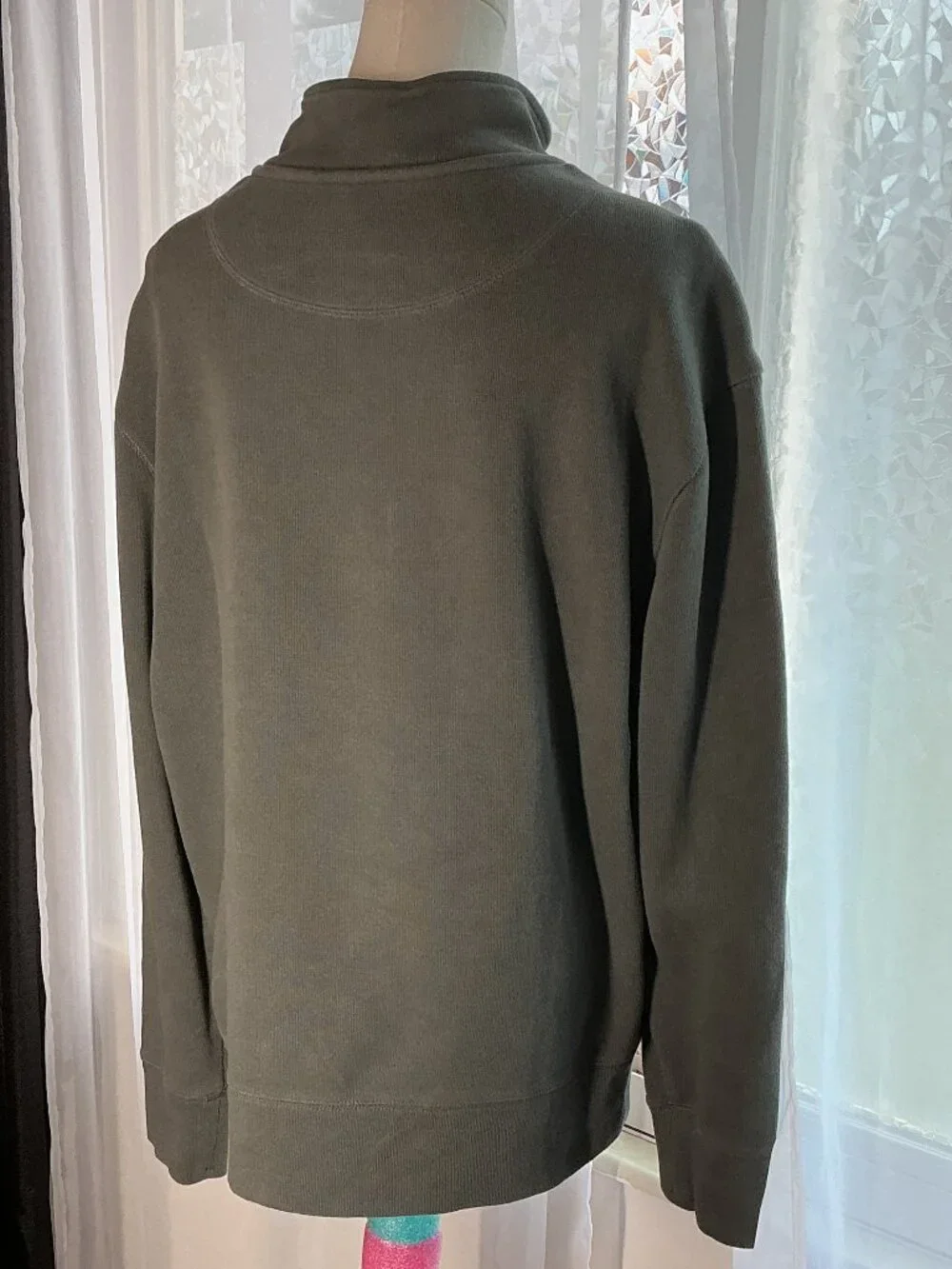 Banana Republic Men’s L Quarter Zip Pullover Cotton Blend Olive Gray